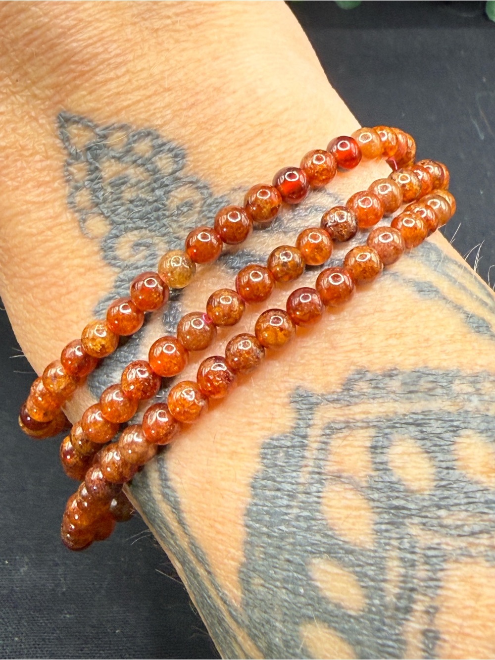 Garnet 4mm Beaded Necklace or Wrap Bracelet